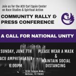 The ACU Carl Spain Center on Race Studies & Spiritual Action is hosting a Community Rally & Press Conference Calling for National Unity with leaders of the Abilene community this Sunday, June 7th at 6pm at the ACU Amphitheater.